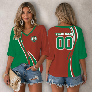 Limited Edition – Customized NBA Boston Celtics Women’s Heart V-Neck Long Sleeve Shirt