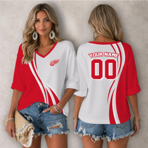 Limited Edition – Customized NHL Detroit Red Wings Women’s Heart V-Neck Long Sleeve Shirt