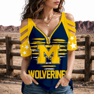 Limited Edition – Customized NCAA Michigan Wolverines Strappy Cold-Shoulder Top