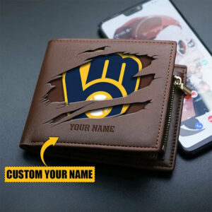 Limited Edition – Customized MLB Milwaukee Brewers Leather Wallet