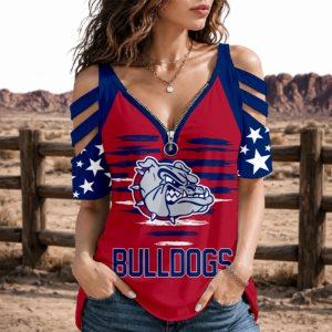 Limited Edition – Customized NCAA Gonzaga Bulldogs Strappy Cold-Shoulder Top
