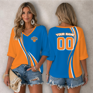 Limited Edition – Customized NBA New York Knicks Women’s Heart V-Neck Long Sleeve Shirt