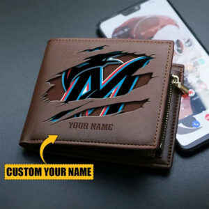 Limited Edition – Customized MLB Miami Marlins Leather Wallet