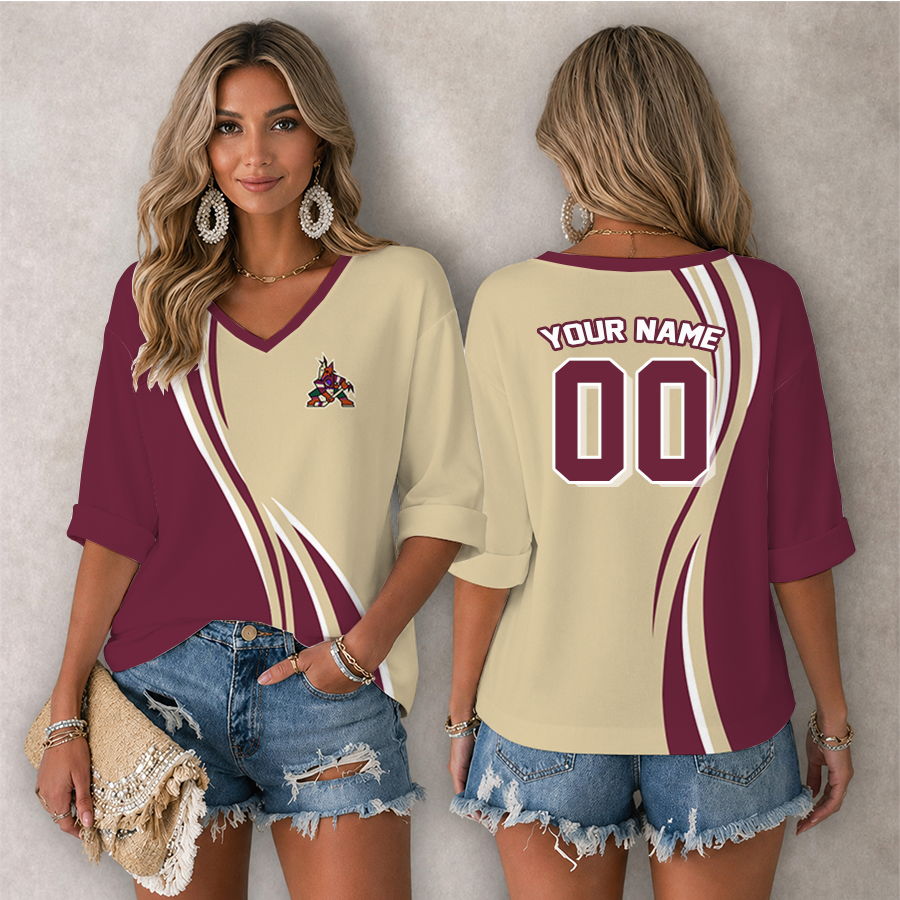 Limited Edition – Customized NHL Arizona Coyotes Women’s Heart V-Neck Long Sleeve Shirt