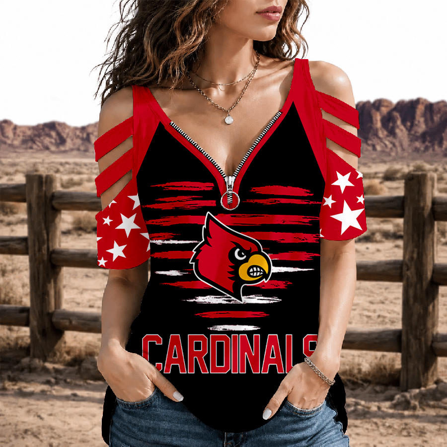 Limited Edition – Customized NCAA Louisville Cardinals Strappy Cold-Shoulder Top