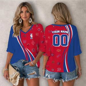 Limited Edition – Customized NBA All Teams Women’s Heart V-Neck Long Sleeve Shirt