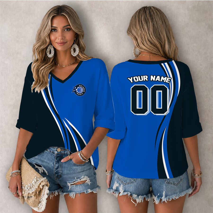 Limited Edition – Customized NBA Orlando Magic Women’s Heart V-Neck Long Sleeve Shirt