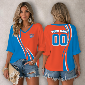 Limited Edition – Customized NBA Oklahoma City Thunder Women’s Heart V-Neck Long Sleeve Shirt