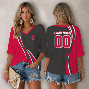 Limited Edition – Customized NBA Houston Rockets Women’s Heart V-Neck Long Sleeve Shirt
