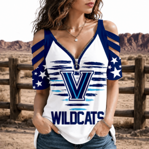 Limited Edition – Customized NCAA Villanova Wildcats Strappy Cold-Shoulder Top