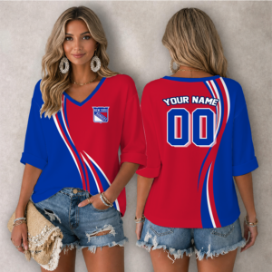 Limited Edition – Customized NHL New York Rangers Women’s Heart V-Neck Long Sleeve Shirt
