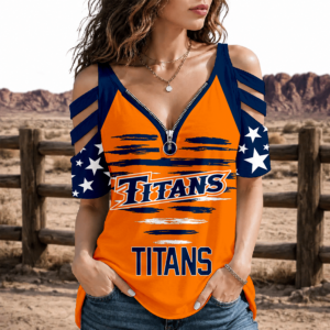 Limited Edition – Customized NCAA Cal State Fullerton Titans Strappy Cold-Shoulder Top