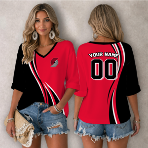 Limited Edition – Customized NBA Portland Trail Blazers Women’s Heart V-Neck Long Sleeve Shirt