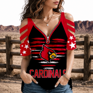 Limited Edition – Customized NCAA Louisville Cardinals Strappy Cold-Shoulder Top