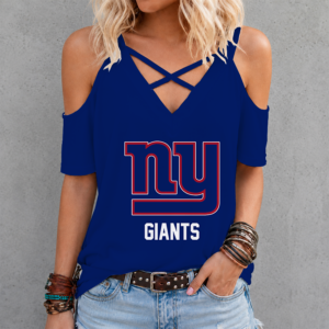 Limited Edition – Customized NFL New York Giants Criss Cross V-Neck Top