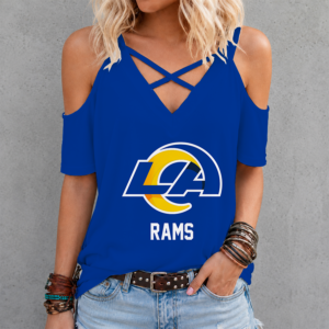 Limited Edition – Customized NFL Los Angeles Rams Criss Cross V-Neck Top