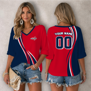 Limited Edition – Customized NHL Washington Capitals Women’s Heart V-Neck Long Sleeve Shirt