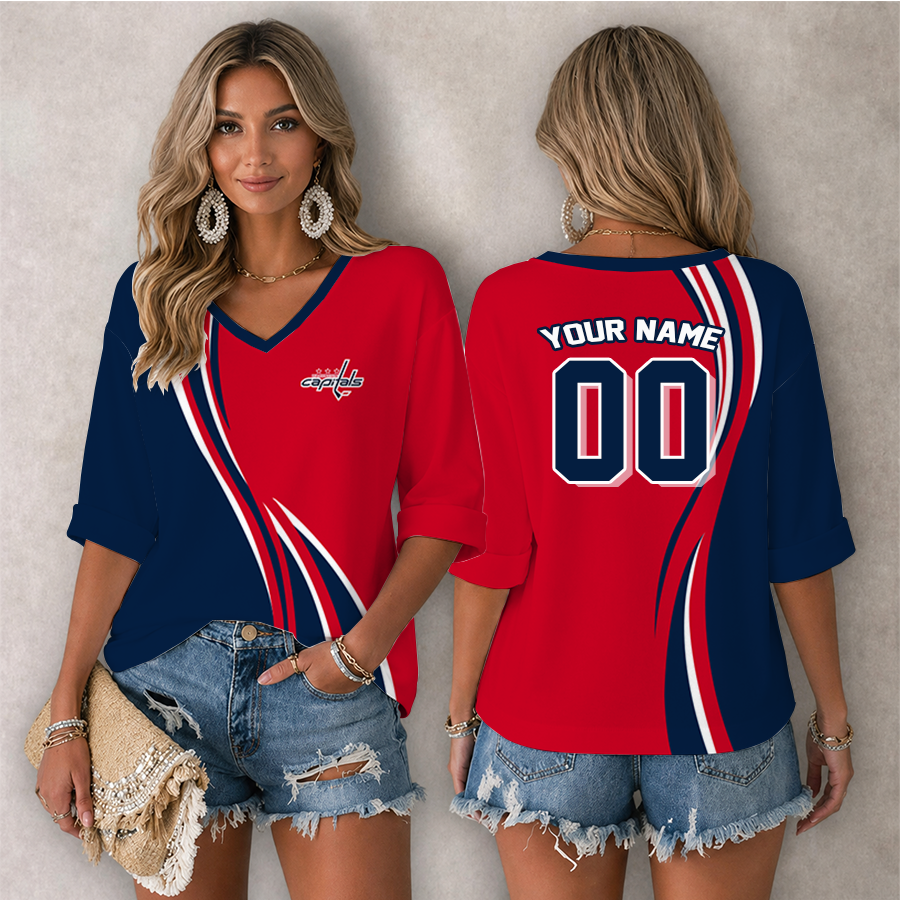 Limited Edition – Customized NHL Washington Capitals Women’s Heart V-Neck Long Sleeve Shirt