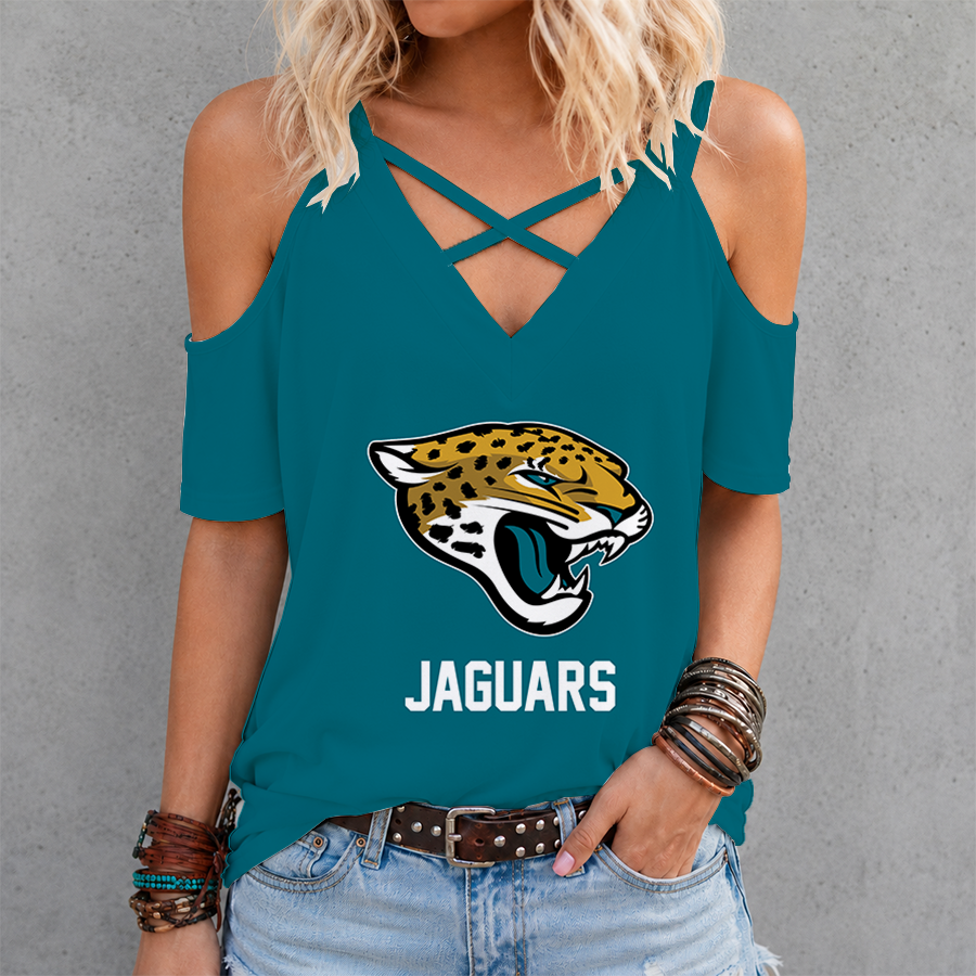 Limited Edition – Customized NFL Jacksonville Jaguars Criss Cross V-Neck Top