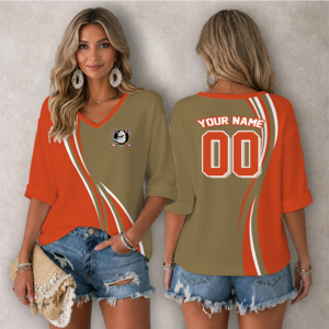Limited Edition – Customized NHL Anaheim Ducks Women’s Heart V-Neck Long Sleeve Shirt