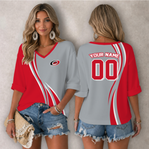 Limited Edition – Customized NHL Carolina Hurricanes Women’s Heart V-Neck Long Sleeve Shirt