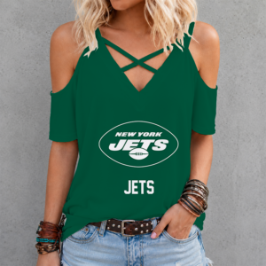 Limited Edition – Customized NFL Nyj New York Jets Criss Cross V-Neck Top