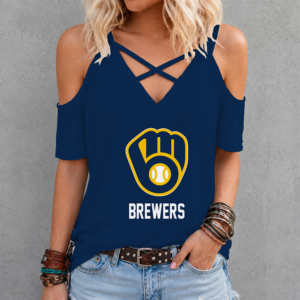 Limited Edition – Customized MLB Milwaukee Brewers Criss Cross V-Neck Top