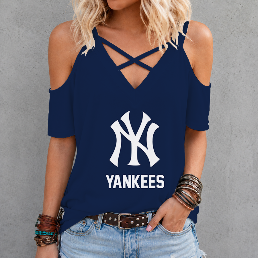 Limited Edition – Customized MLB New York Yankees Criss Cross V-Neck Top