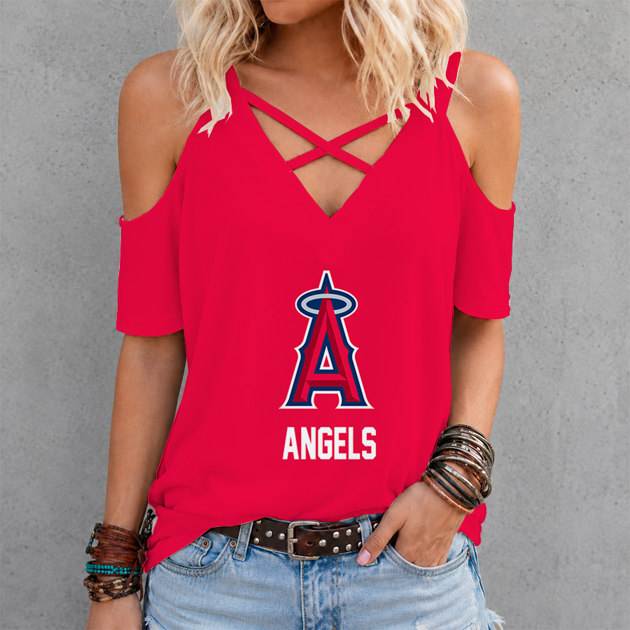 Limited Edition – Customized MLB Los Angeles Angels Criss Cross V-Neck Top
