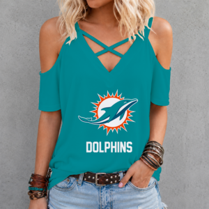 Limited Edition – Customized NFL Miami Dolphins Criss Cross V-Neck Top