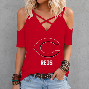 Limited Edition – Customized MLB Cincinnati Reds Criss Cross V-Neck Top