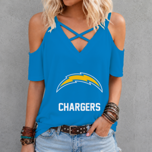 Limited Edition – Customized NFL Los Angeles Chargers Criss Cross V-Neck Top