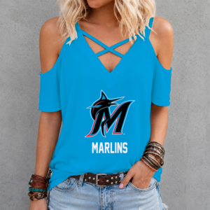 Limited Edition – Customized MLB Miami Marlins Criss Cross V-Neck Top