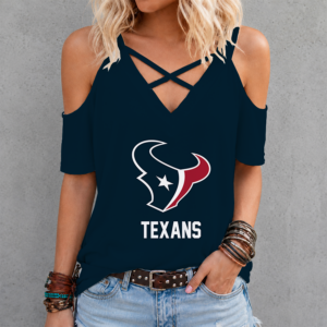 Limited Edition – Customized NFL Houston Texans Criss Cross V-Neck Top