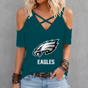 Limited Edition – Customized NFL Philadelphia Eagles Criss Cross V-Neck Top