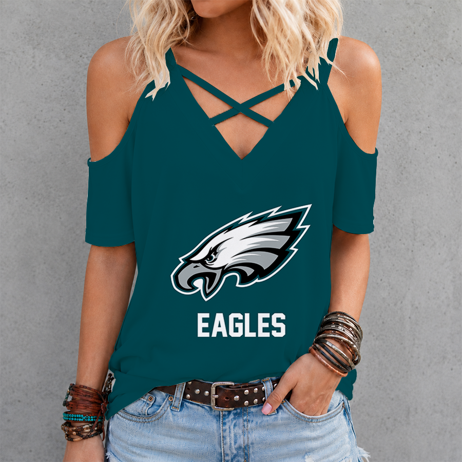 Limited Edition – Customized NFL Philadelphia Eagles Criss Cross V-Neck Top