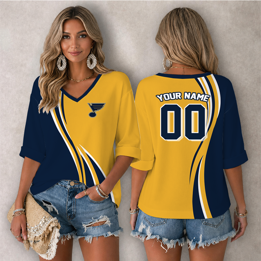 Limited Edition – Customized NHL St. Louis Blues Women’s Heart V-Neck Long Sleeve Shirt