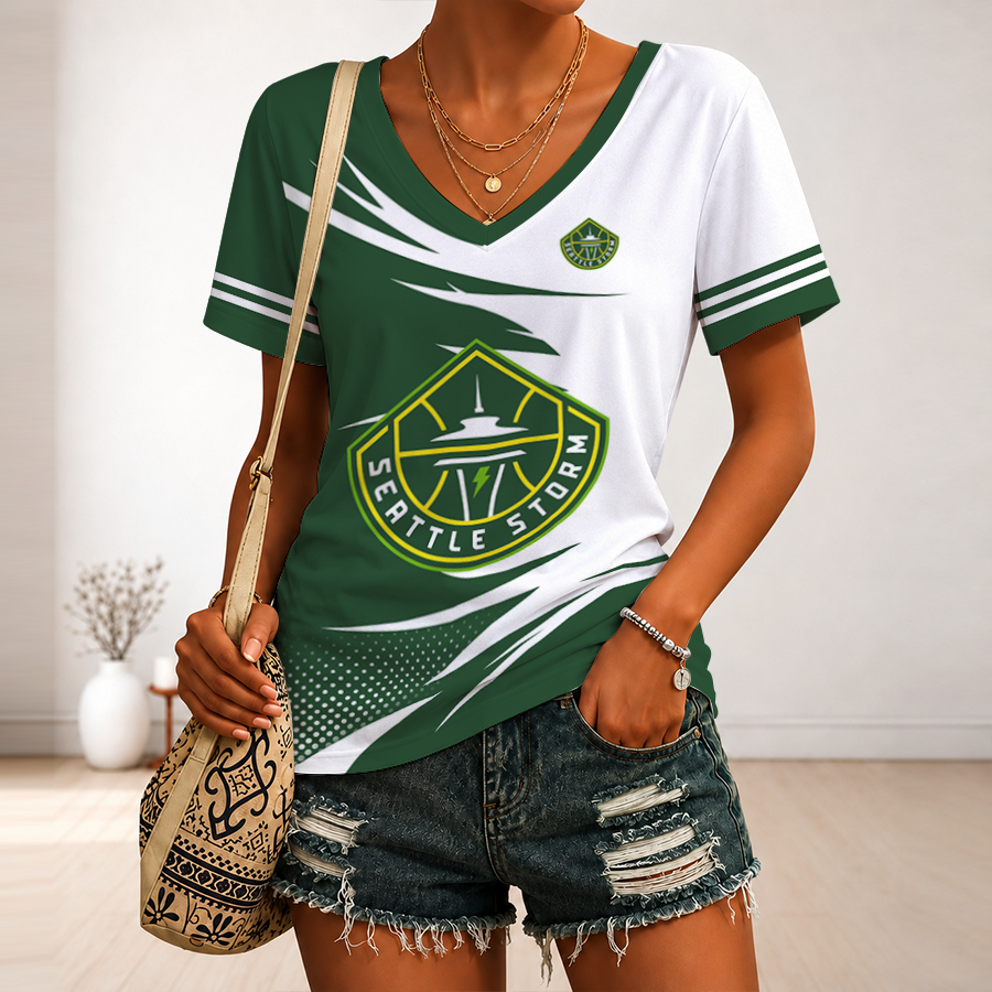 Limited Edition – Customized WNBA Seattle Storm V-Neck Female Shirt