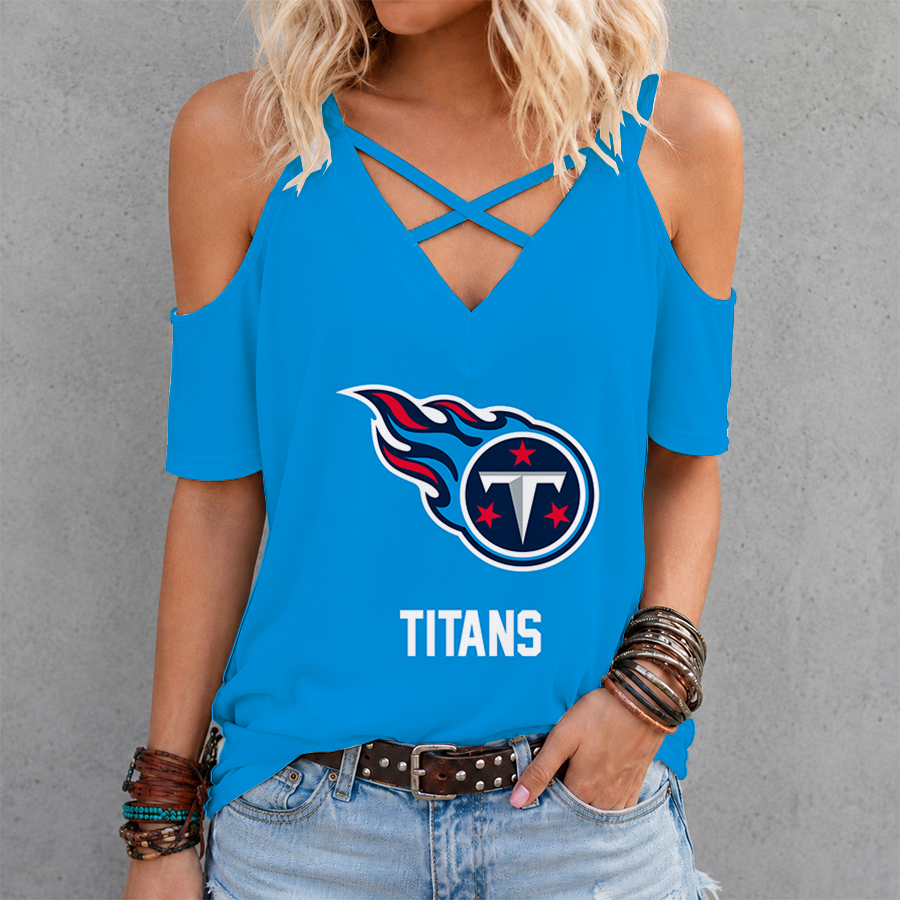 Limited Edition – Customized NFL Tennessee Titans Criss Cross V-Neck Top