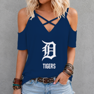 Limited Edition – Customized MLB Detroit Tigers Criss Cross V-Neck Top