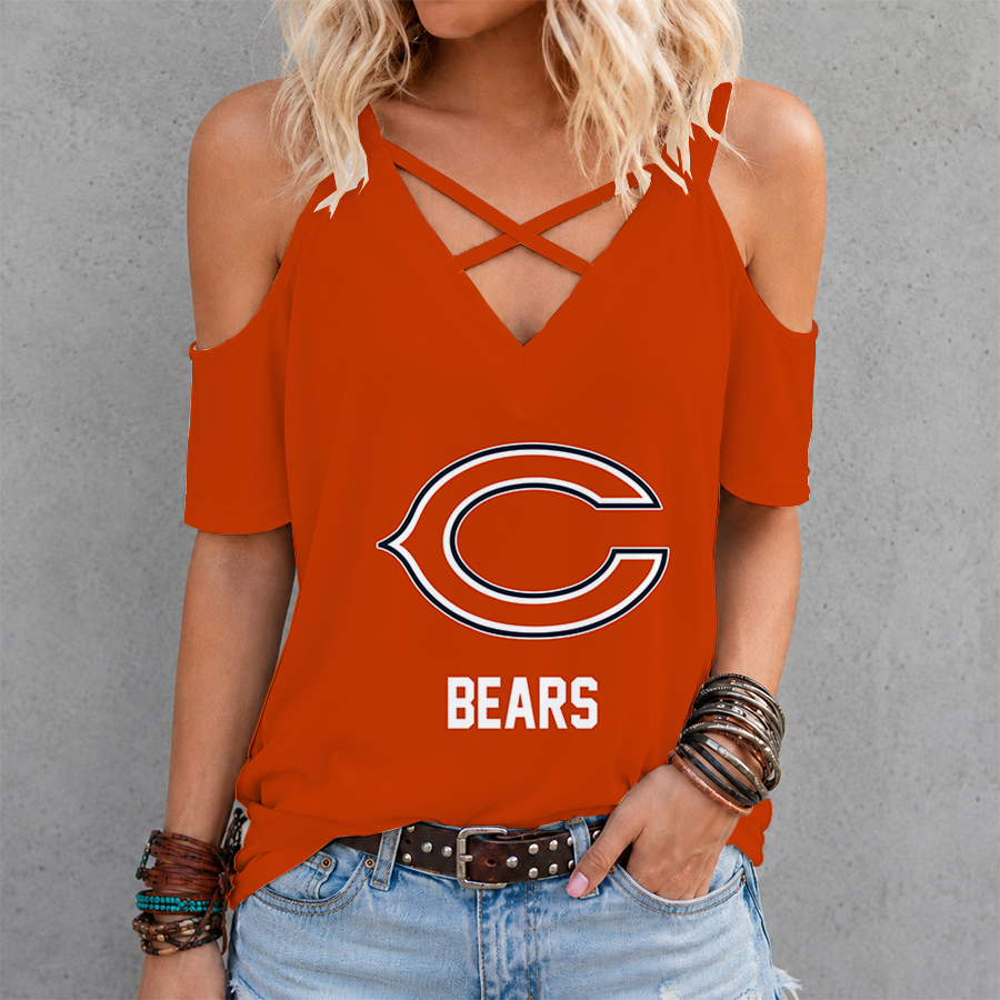 Limited Edition – Customized NFL Chicago Bears Criss Cross V-Neck Top