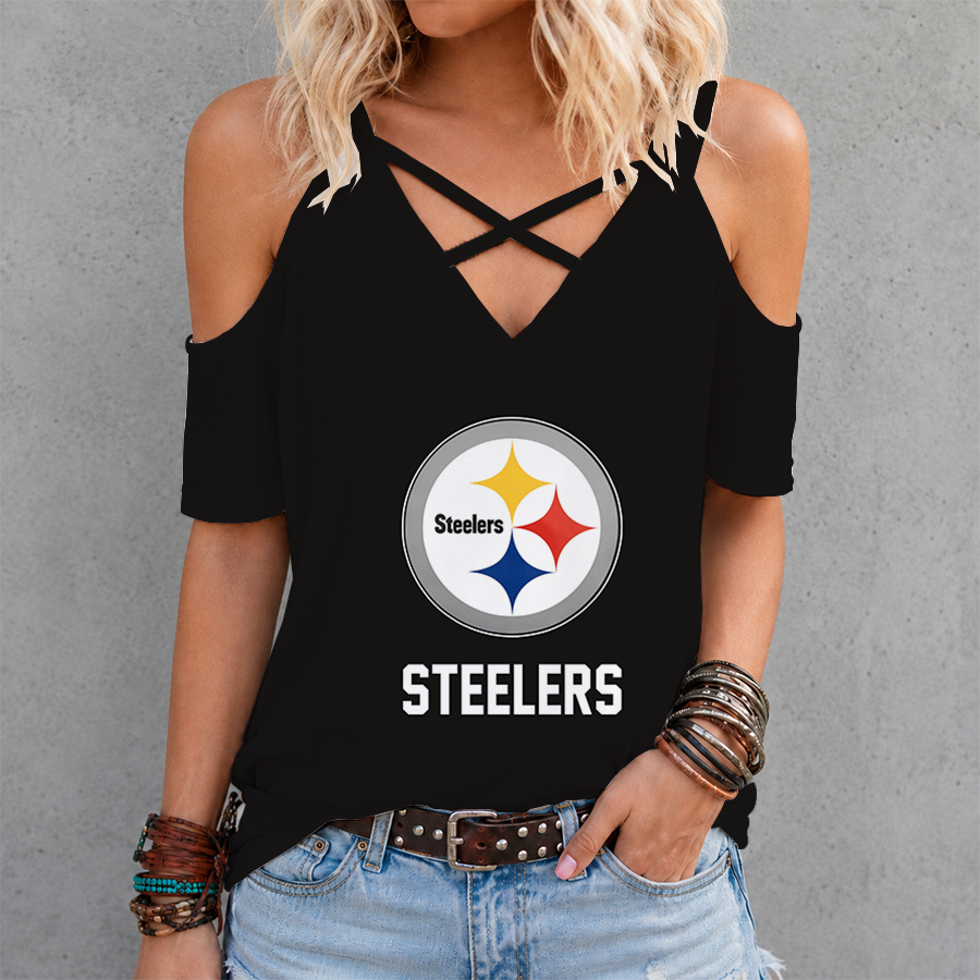 Limited Edition – Customized NFL Pittsburgh Steelers Criss Cross V-Neck Top