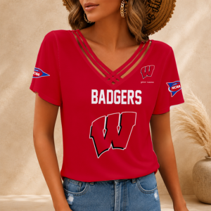 Limited Edition – Customized NCAA Wisconsin Badgers V-Neck Shirt