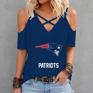 Limited Edition – Customized NFL New England Patriots Criss Cross V-Neck Top