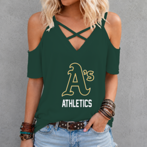Limited Edition – Customized MLB Oakland Athletics Criss Cross V-Neck Top