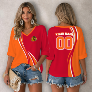 Limited Edition – Customized NHL Chicago Blackhawks Women’s Heart V-Neck Long Sleeve Shirt