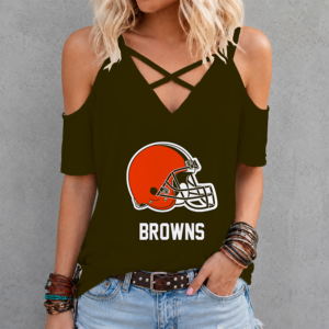 Limited Edition – Customized NFL Cleveland Browns Criss Cross V-Neck Top