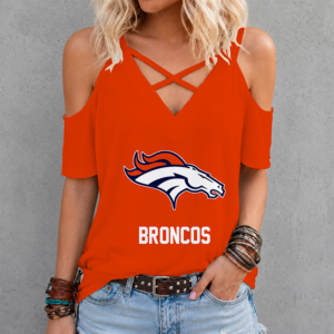 Limited Edition – Customized NFL Denver Broncos Criss Cross V-Neck Top