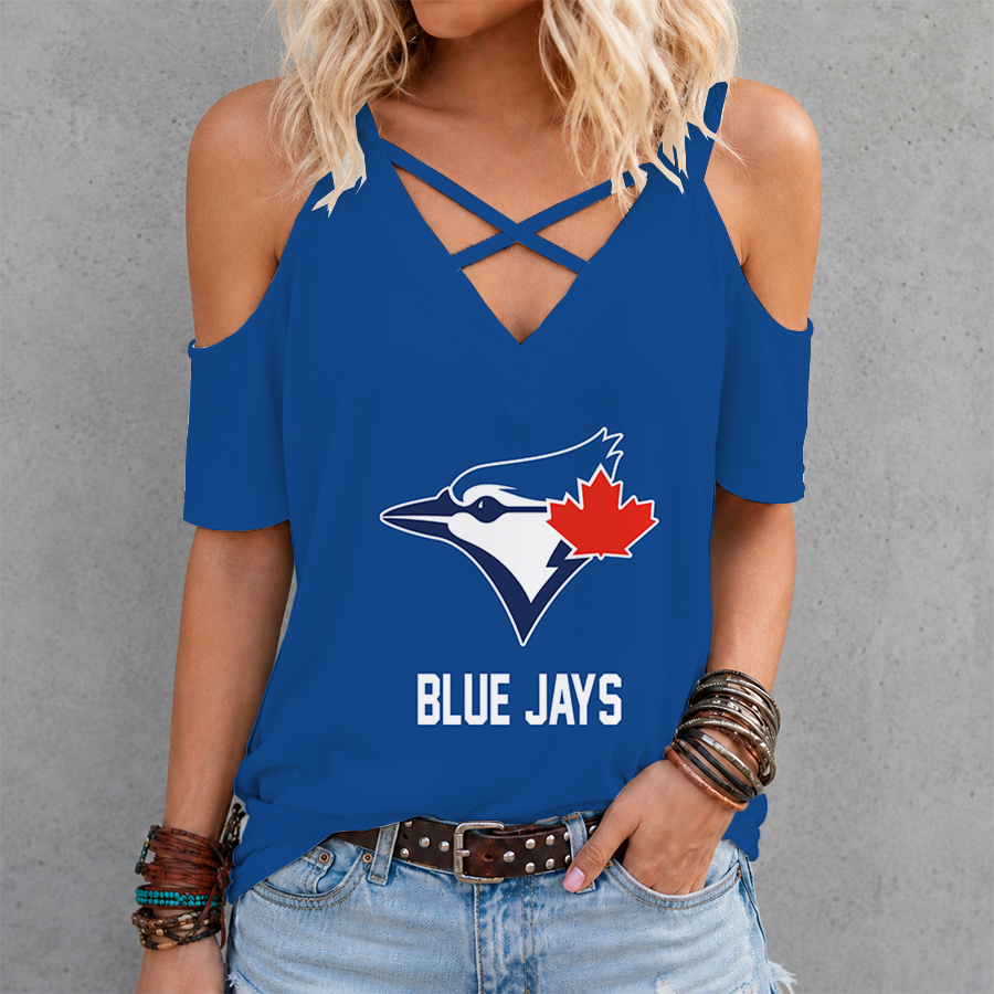 Limited Edition – Customized MLB Toronto Blue Jays Criss Cross V-Neck Top