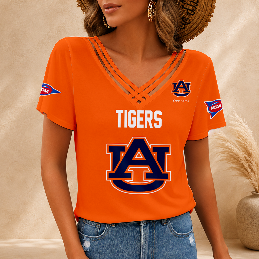 Limited Edition – Customized NCAA Auburn Tigers V-Neck Shirt